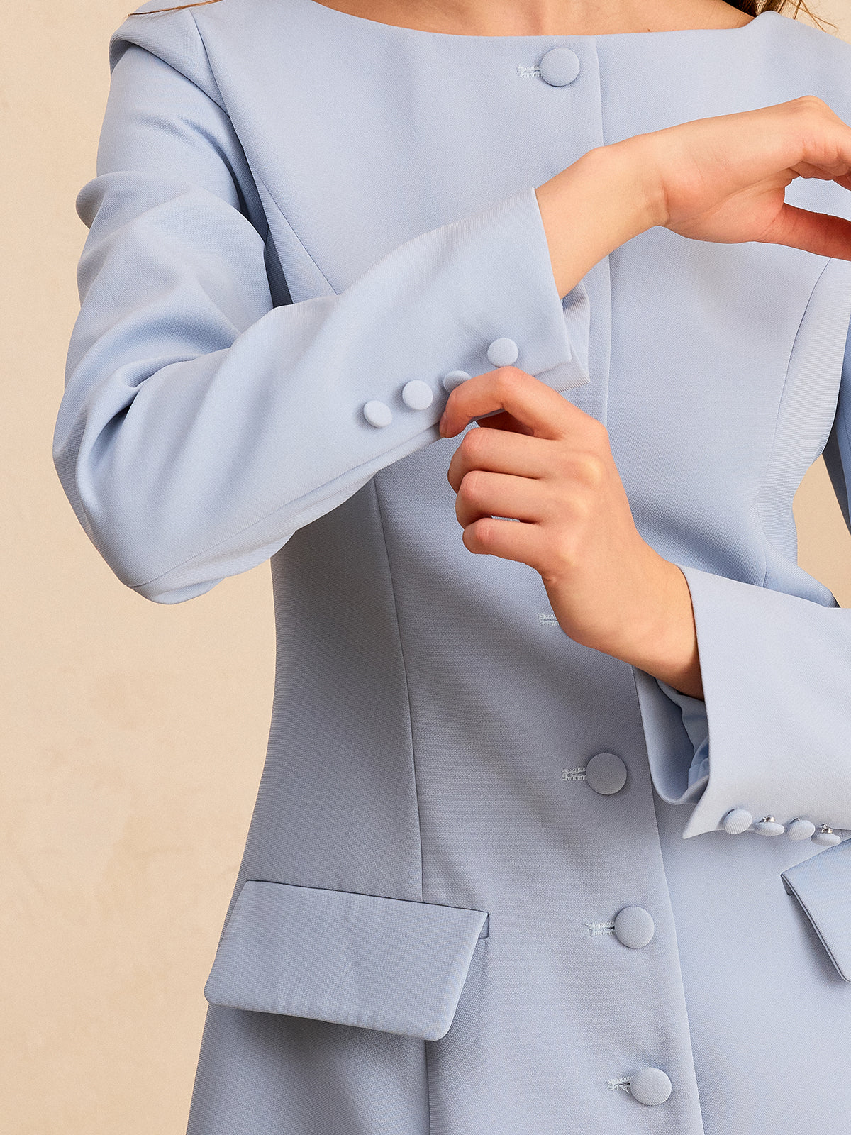 Long Sleeve Fitted A-Line Dress - Wholesalesil