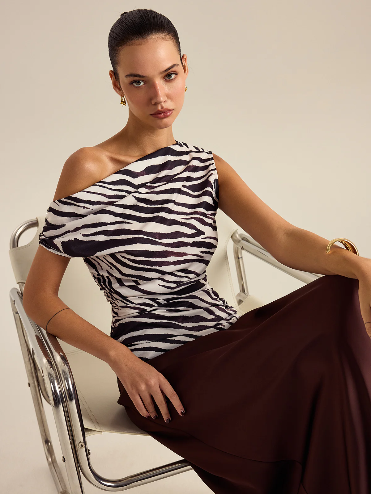 Zebra Print Off-Shoulder Top - Wholesalesil