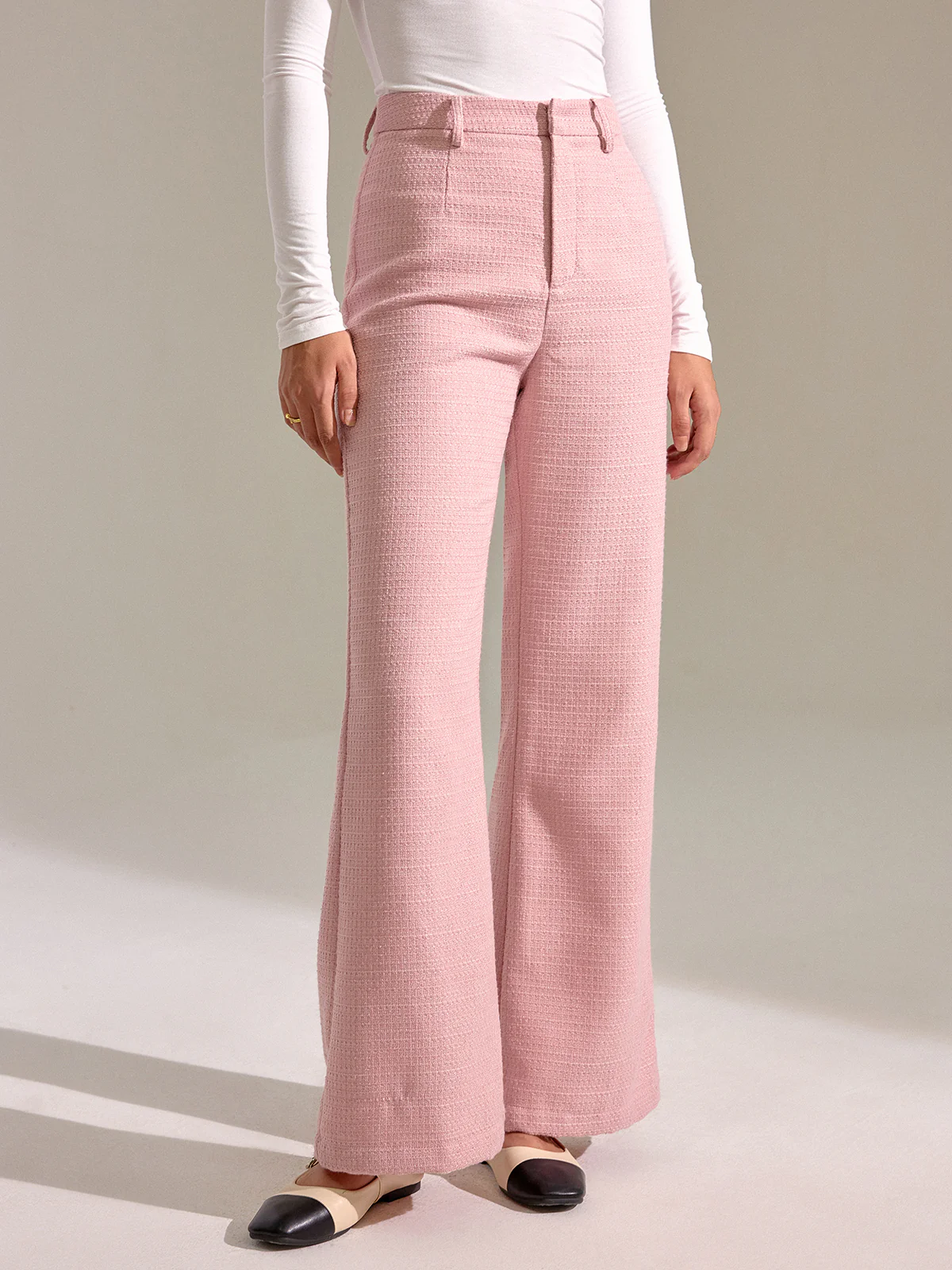 Textured Mid-Waist Straight Leg Pants - Wholesalesil