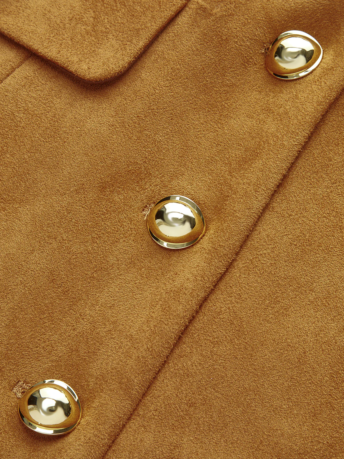 Metal Button Suede Effect Keyhole-Neck Mini Dress - Wholesalesil