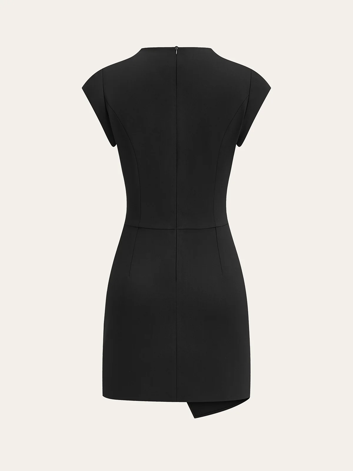 Mock Neck Mini Dress with Metal Buckle Detail - Wholesalesil
