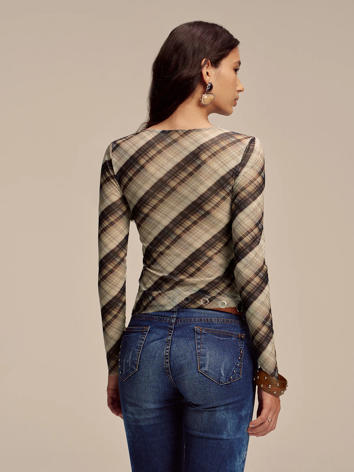 Semi-Sheer Mesh Asymmetric Ruched Blouse - Wholesalesil