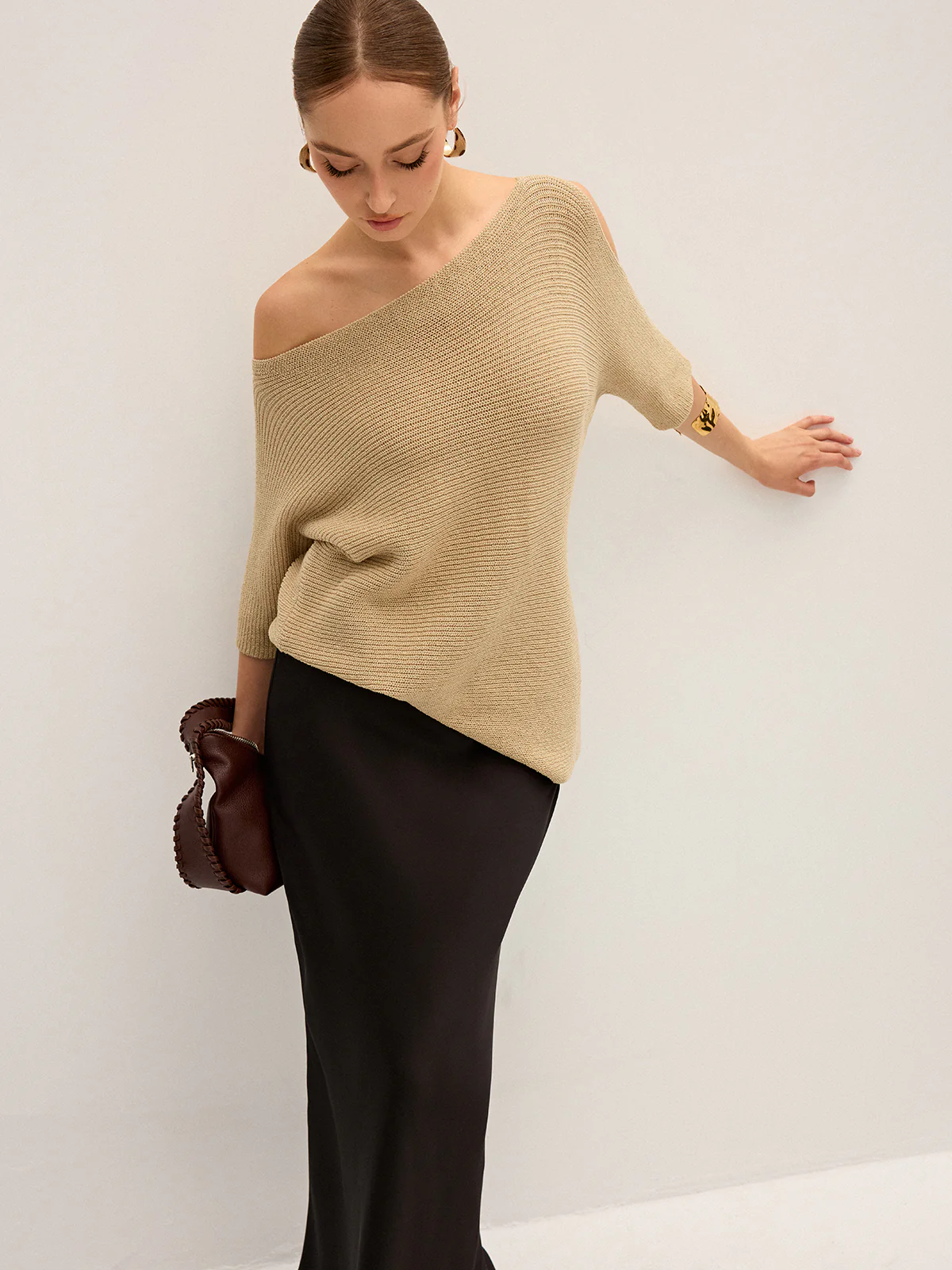 Asymmetric One-Shoulder Knitted Top - Wholesalesil