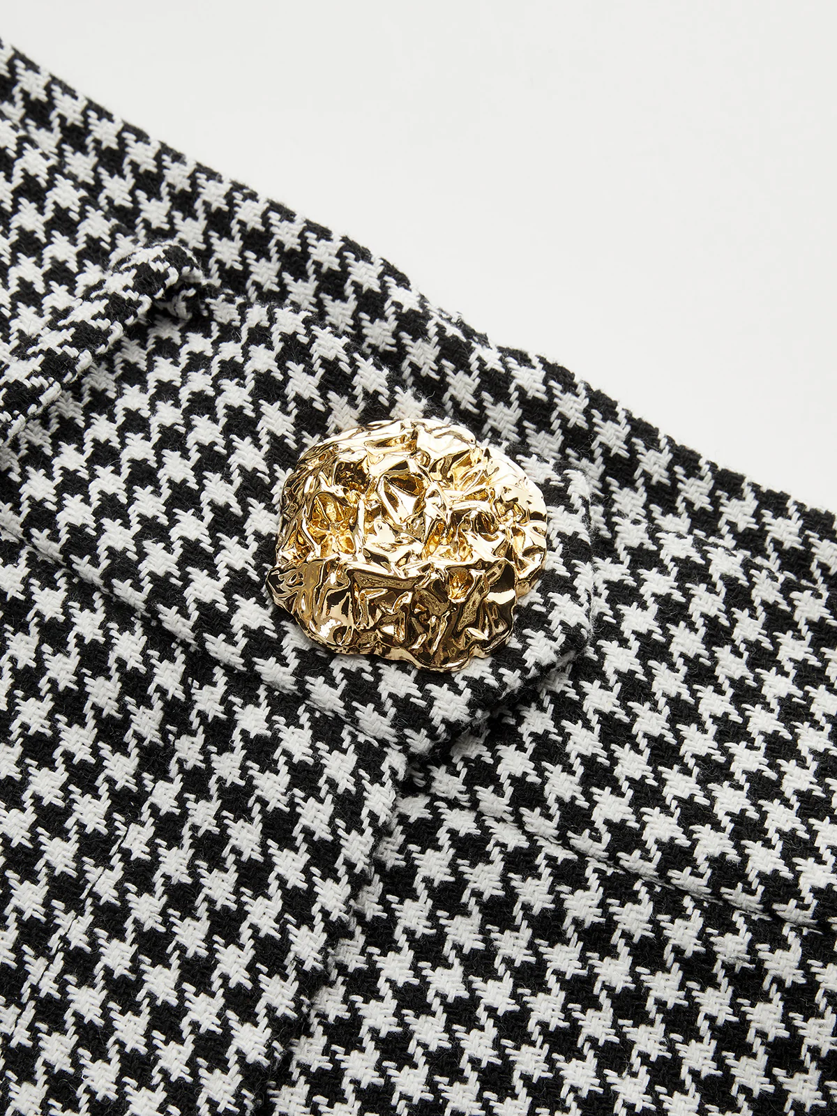 Houndstooth Pleated Buttoned Wide Leg Pants - Wholesalesil