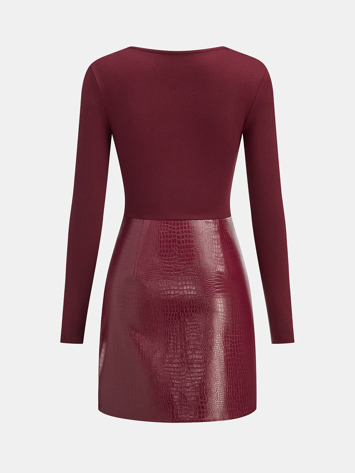 Faux Leather Paneled Knit Mini Dress - Wholesalesil