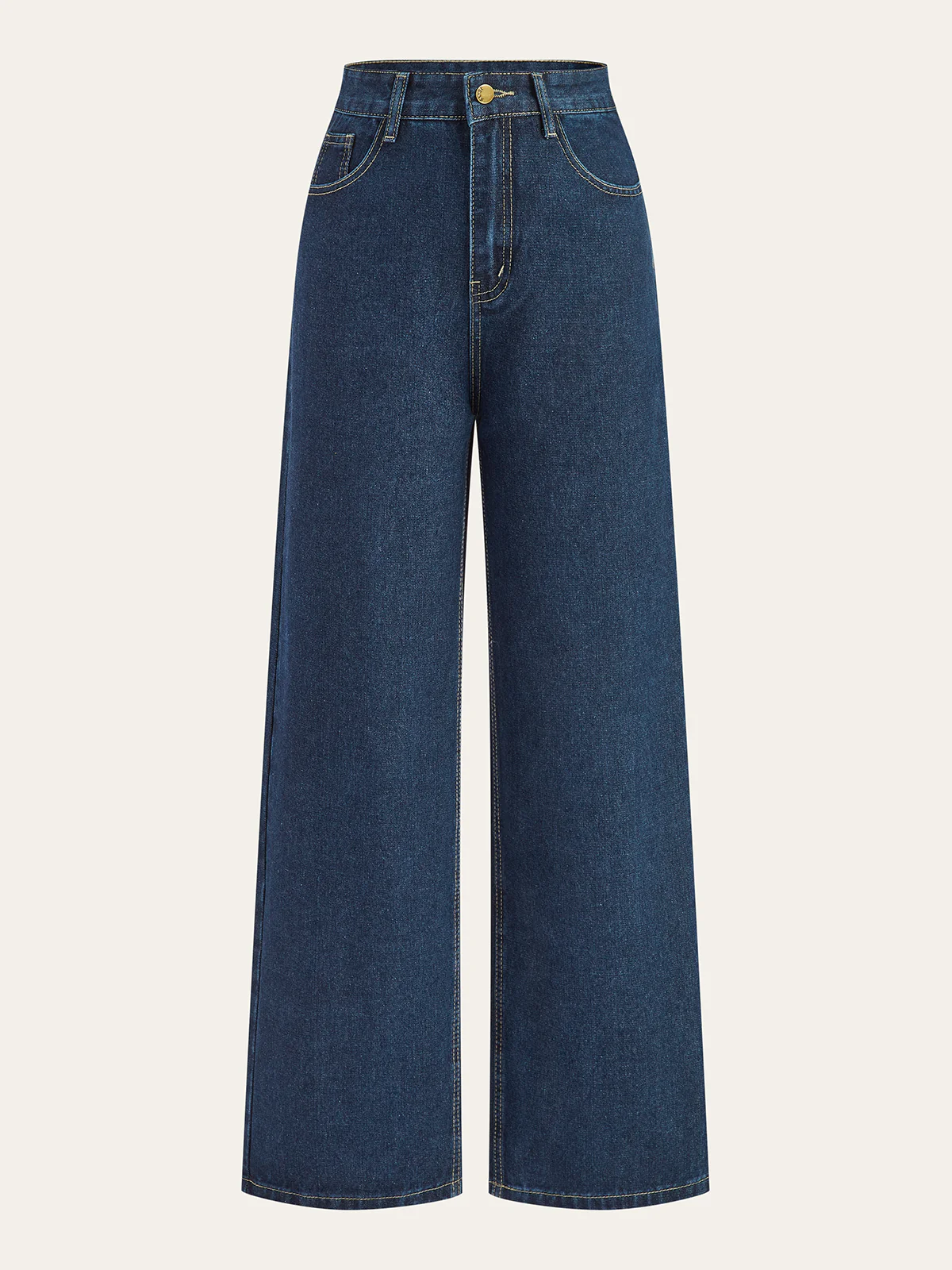 Mid-Waisted Wide-Leg Denim Pants - Wholesalesil