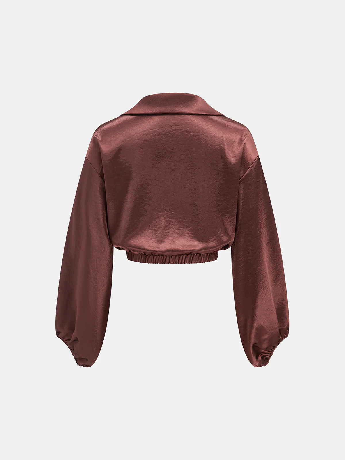 Satin Cowl Neck Cropped Cinched Blouse - Wholesalesil