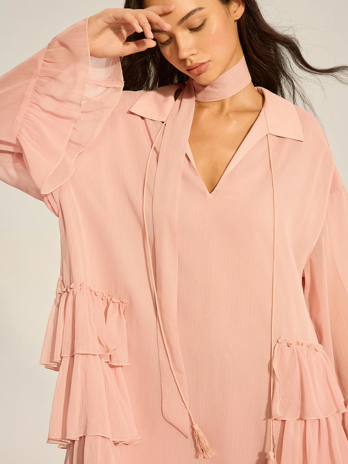 Chiffon Ruffled Mini Dress - Wholesalesil