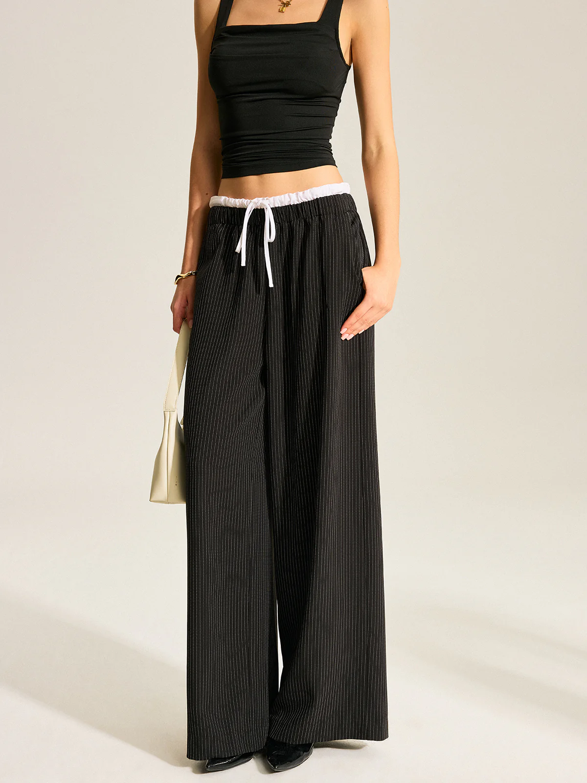 Striped Wide-Leg Pants - Wholesalesil