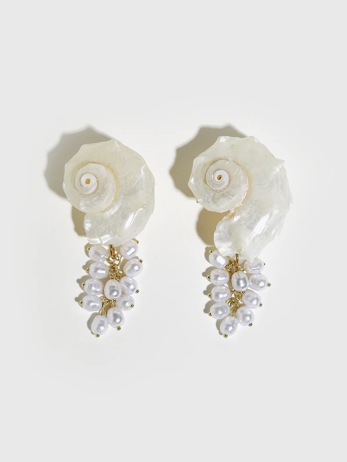 Natural Spiny Shell Earrings with Faux Pearl Pendants - Wholesalesil