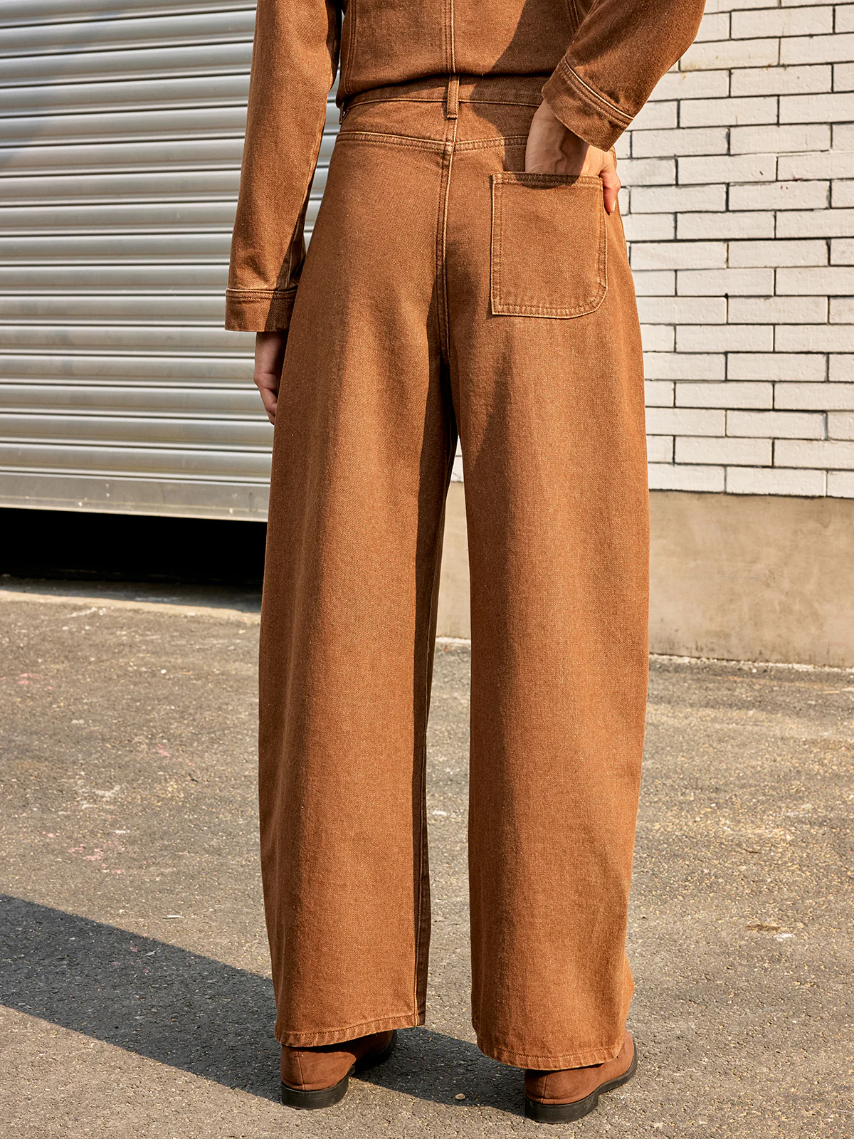 Mid-Waist Denim Wide-Leg Pants - Wholesalesil