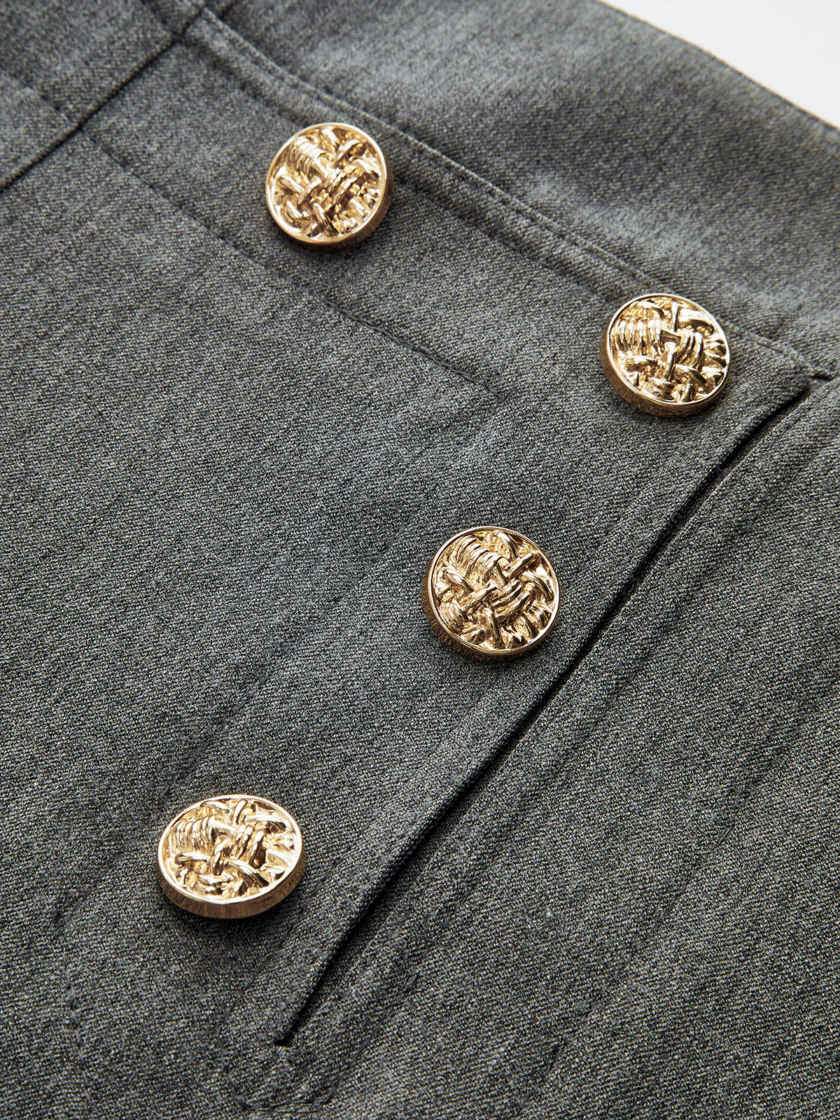 Metal Detail Wide-Leg Pants - Wholesalesil