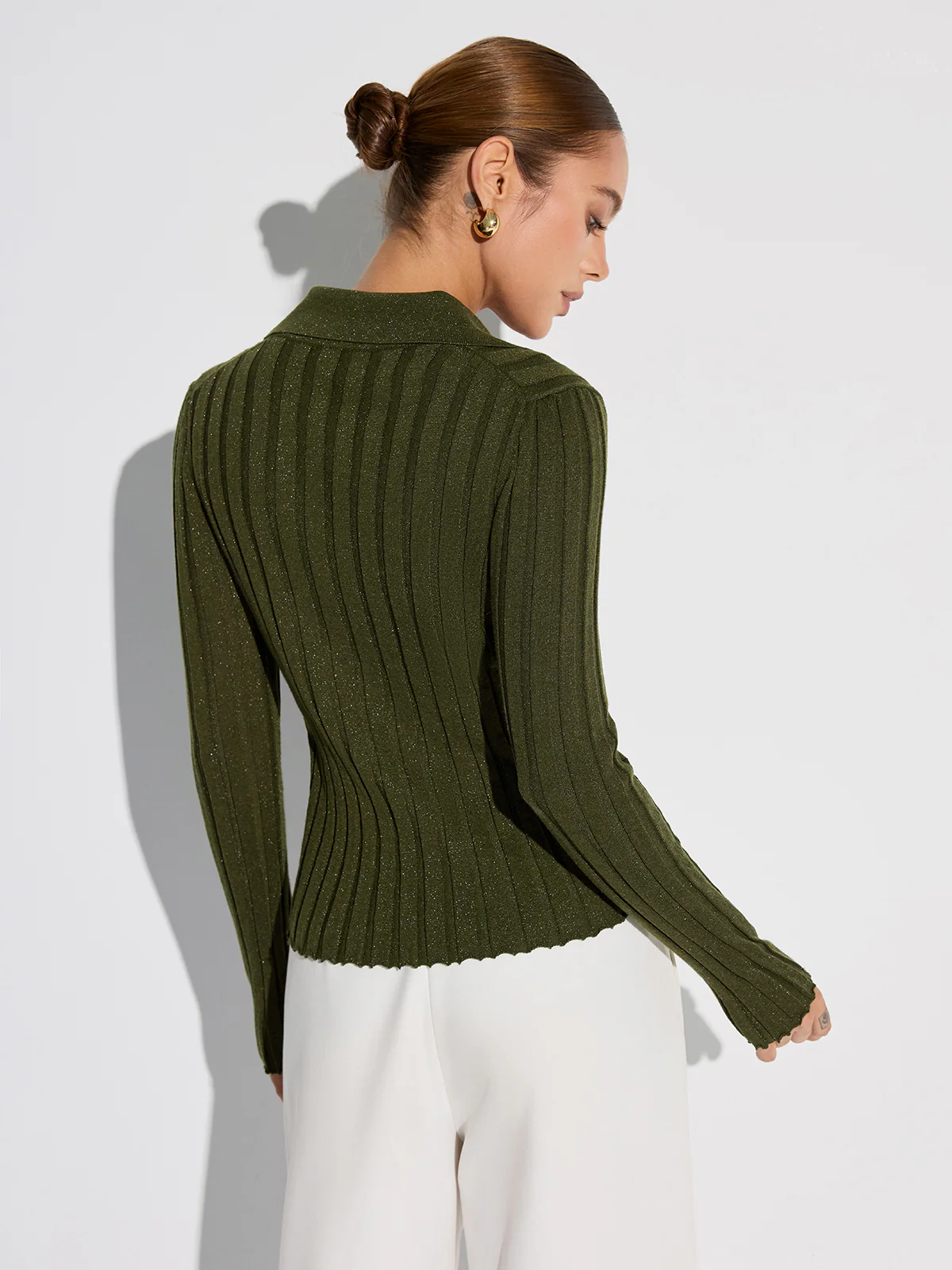 Collared Textured Button Wool Blend Sweater - Wholesalesil