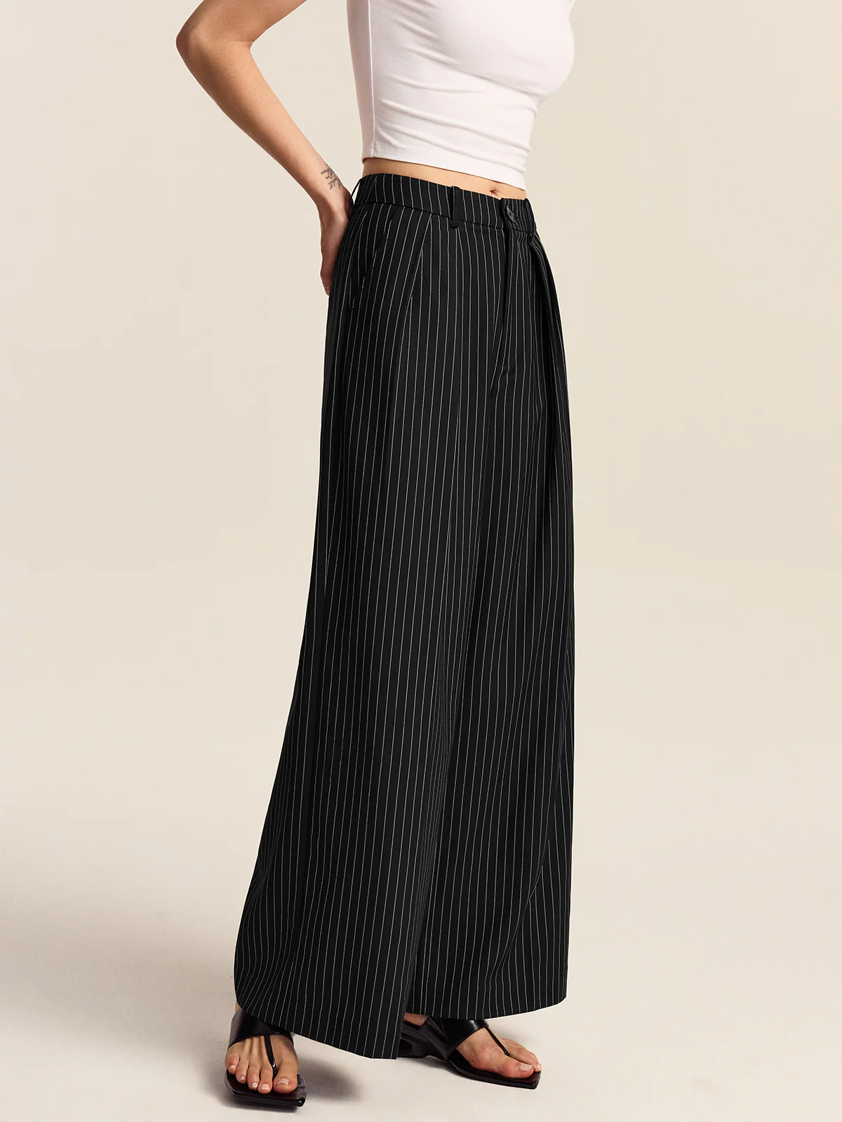 Striped Wide-Leg Pants - Wholesalesil