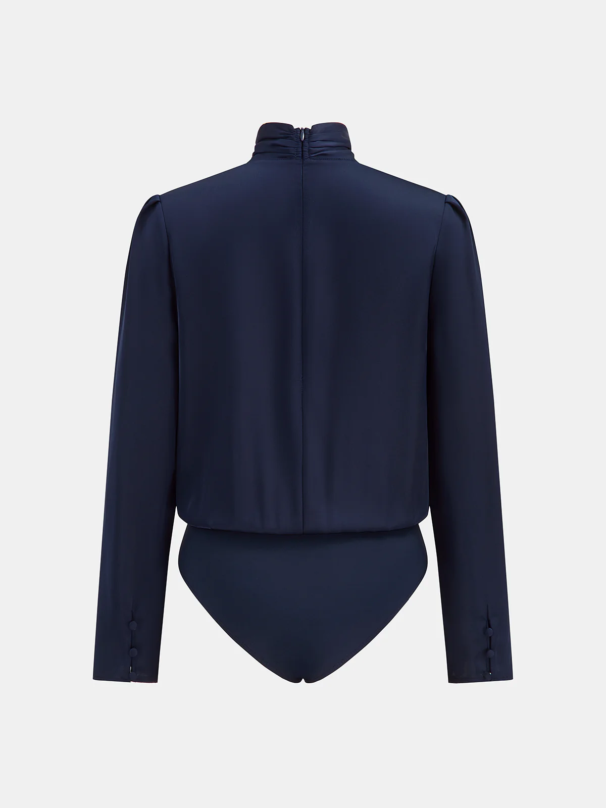 Twisted Mock Neck Long-Sleeve Satin Bodysuit - Wholesalesil