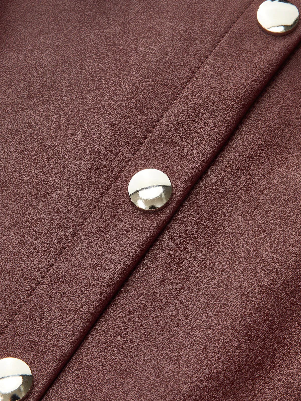 Double-Collar PU Leather Shirt Dress - Wholesalesil