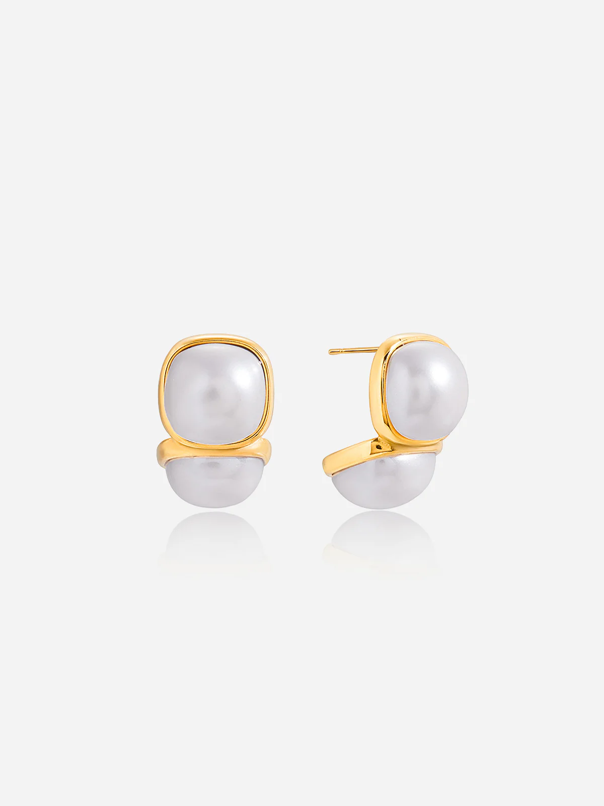 Double Pearl Stud Earrings - Wholesalesil