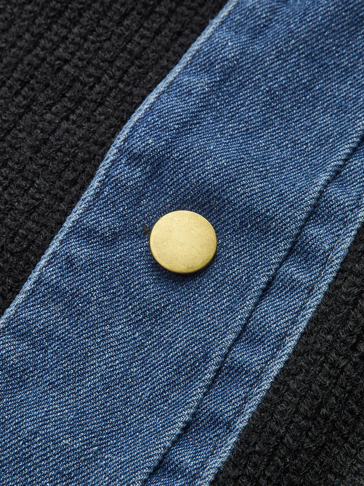 Denim Panel Knit Cardigan - Wholesalesil
