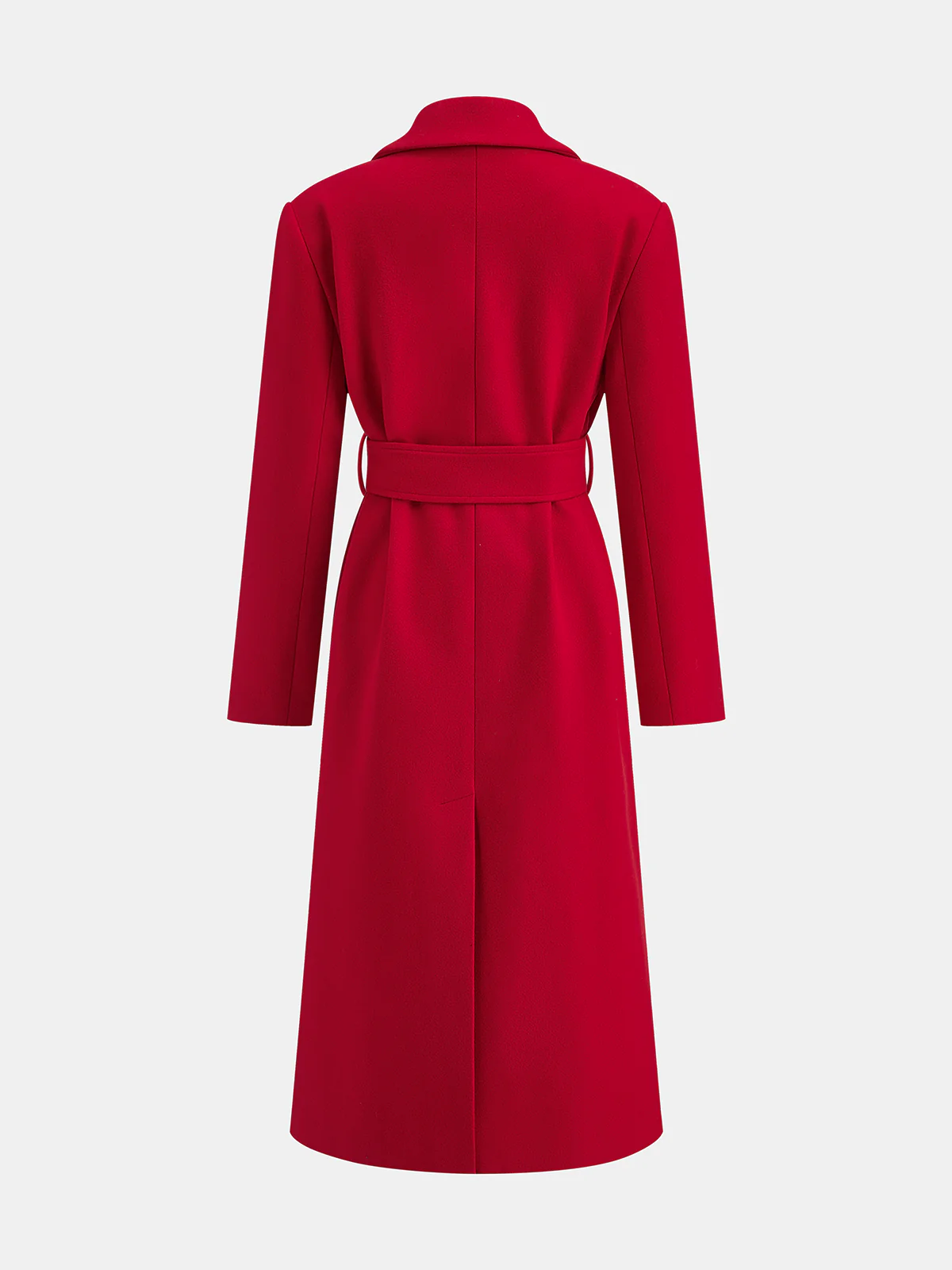 Belted Double-Breasted Long Coat - Wholesalesil