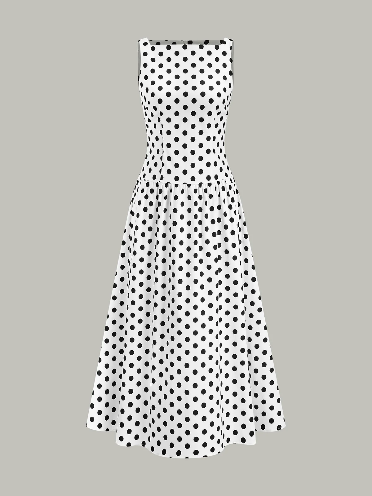 Polka Dot Sleeveless Midi Dress - Wholesalesil