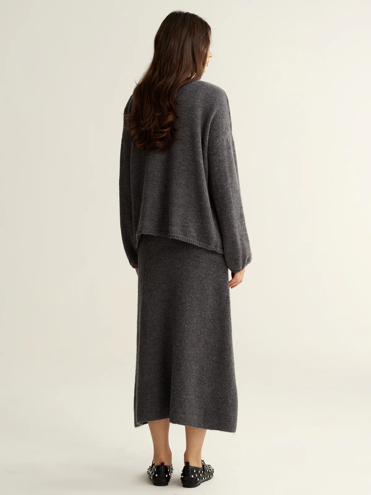 3D Floral Knit Dress & Cardigan Two-Piece Set - Wholesalesil