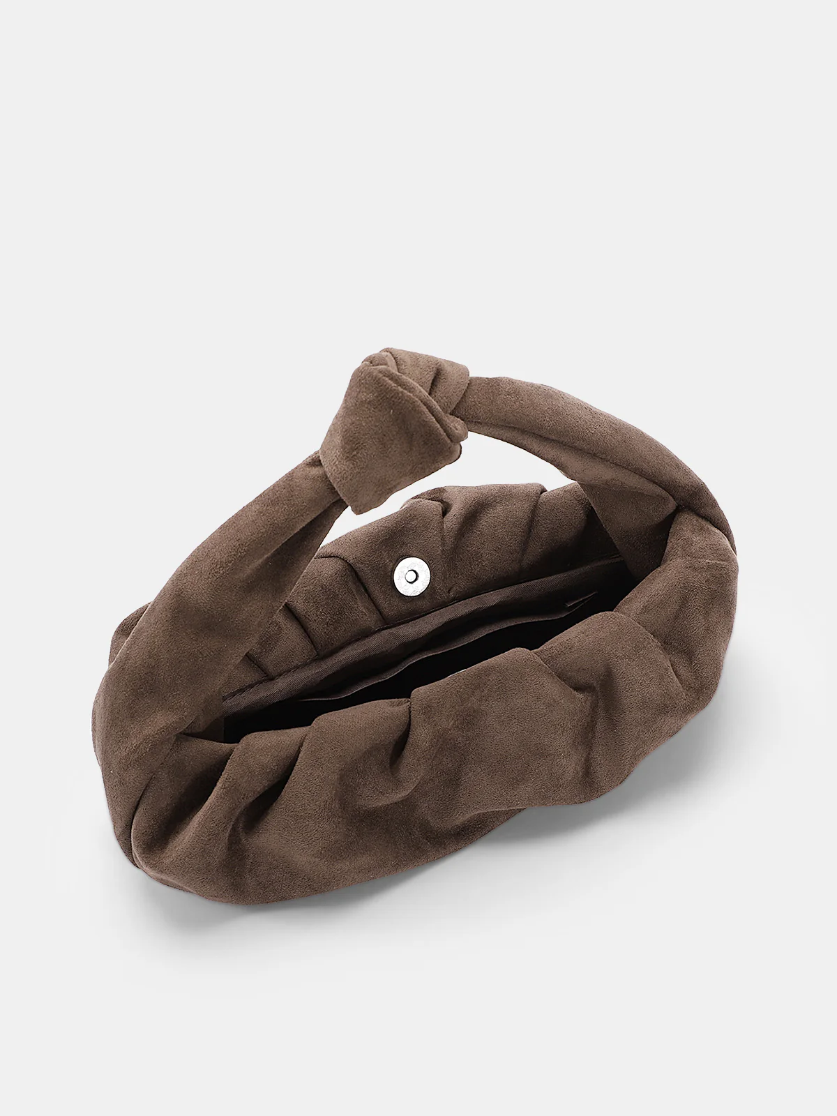 Faux Suede Knotted Top Handle Bag - Wholesalesil