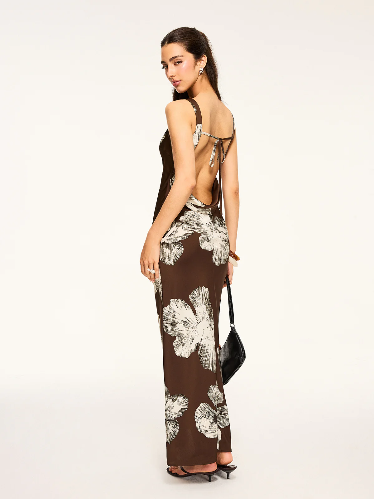Floral Print Tied Backless Dress - Wholesalesil