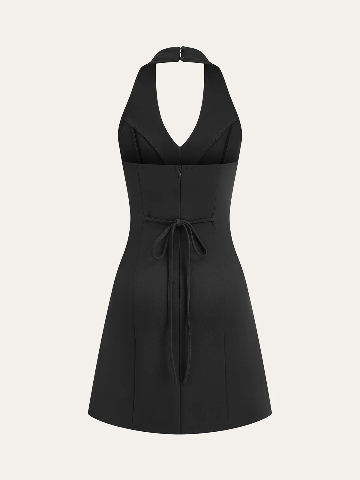 Metal Button Halter Dress - Wholesalesil