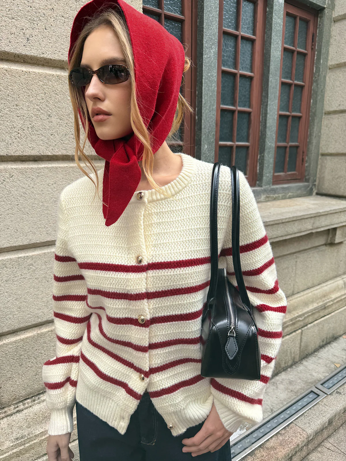 Striped Metal Button Cardigan - Wholesalesil