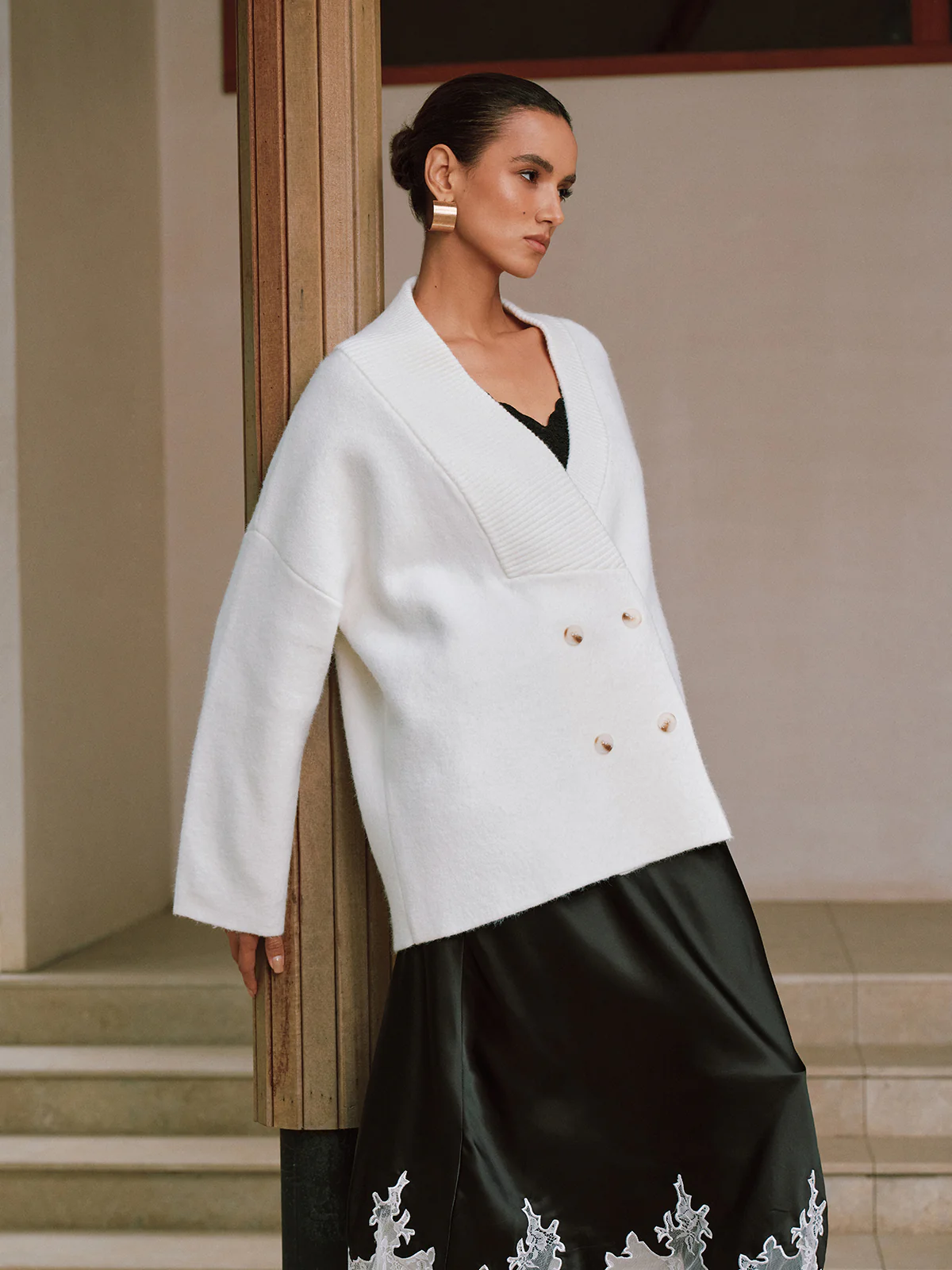 Double-Breasted Oversized Cardigan - Wholesalesil