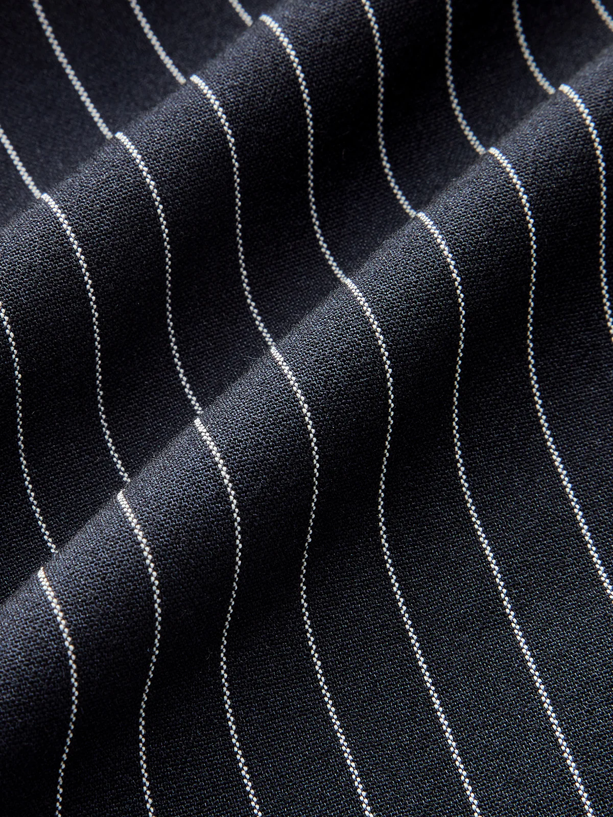 Wide-Leg Pinstriped Asymmetric Placket Pants - Wholesalesil