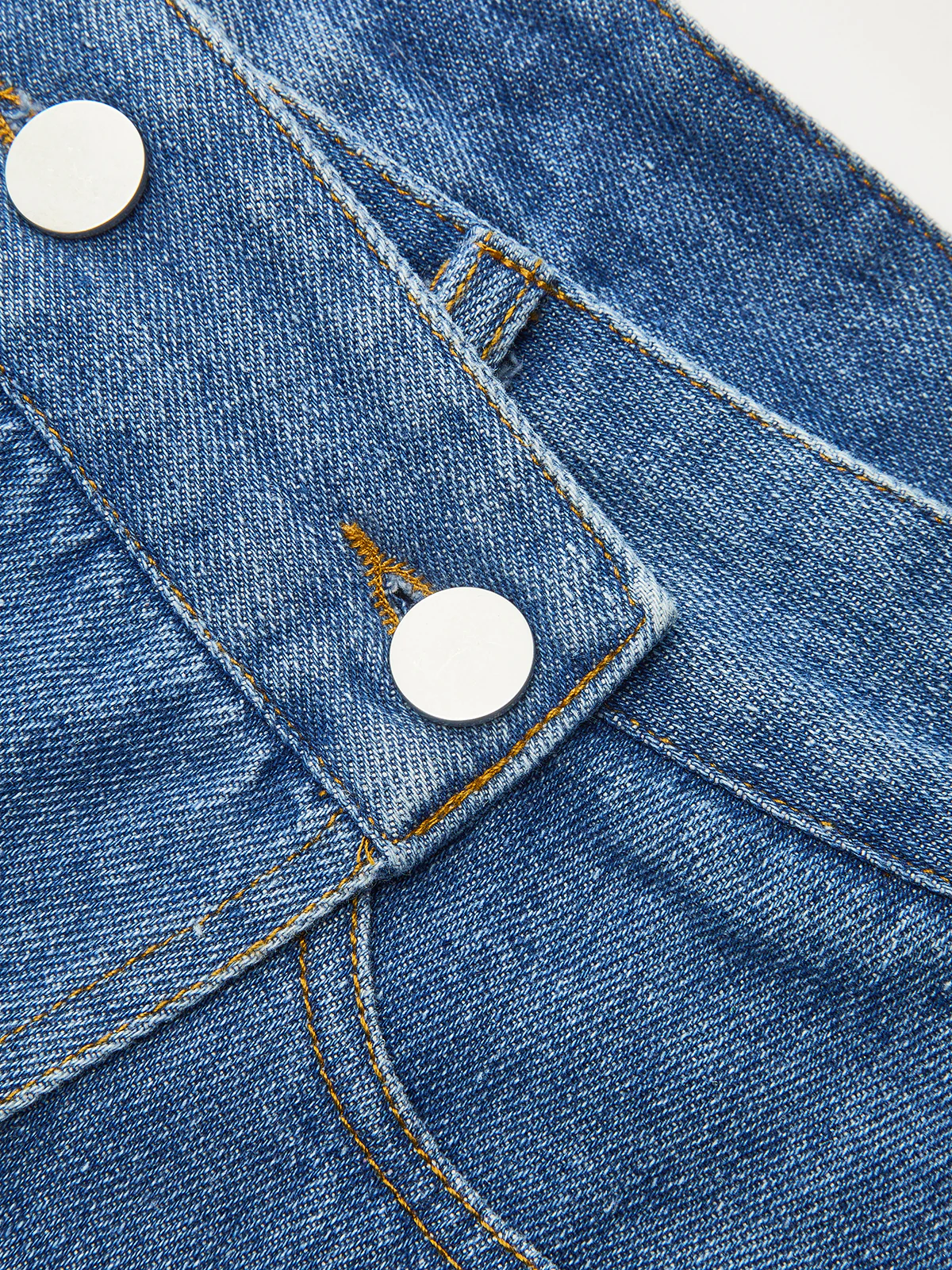 Pocketed Asymmetric Denim Skirt - Wholesalesil