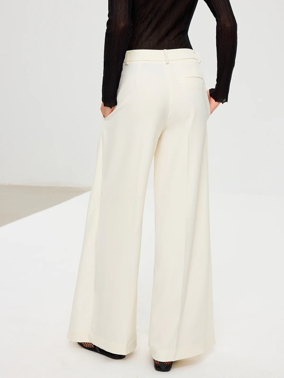Double Waistband Layered Wide-Leg Pants - Wholesalesil