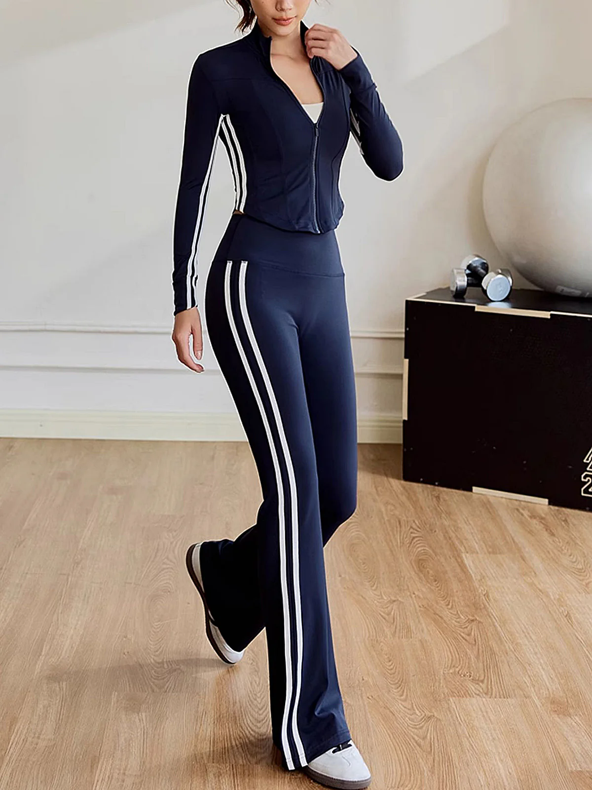 Slim Fit Side Striped High-Waist Pants - Wholesalesil