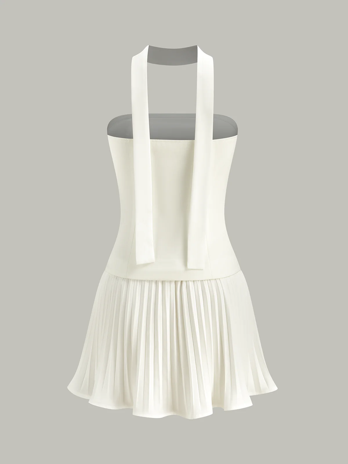 Halter Neck Strapless Pleated Mini Dress - Wholesalesil