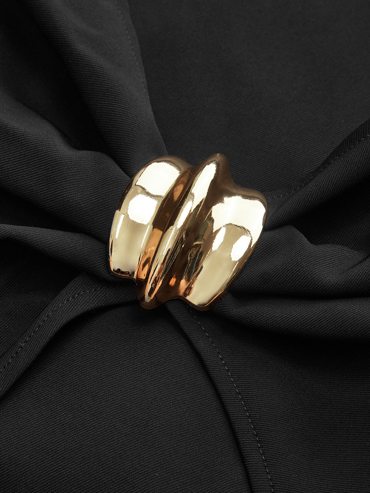 Mock Neck Mini Dress with Metal Buckle Detail - Wholesalesil