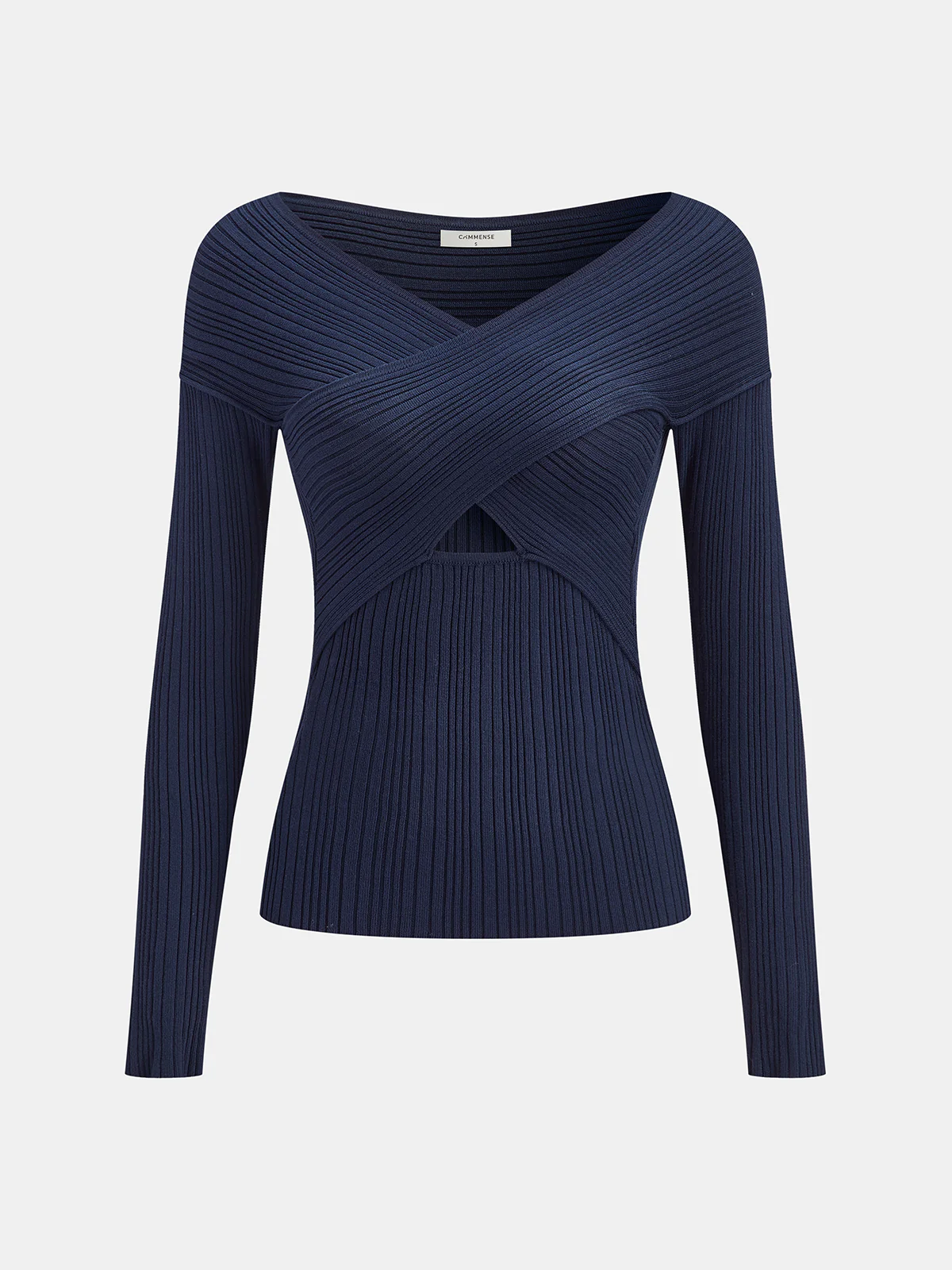 Ribbed Knit Cut-out Wrap Top - Wholesalesil