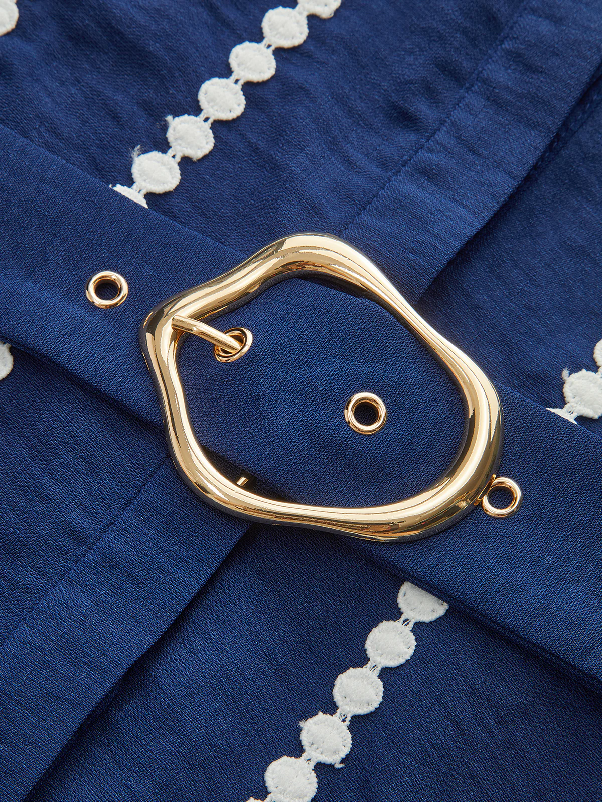 Contrast Lace-Trimmed Belted Shirt Dress - Wholesalesil