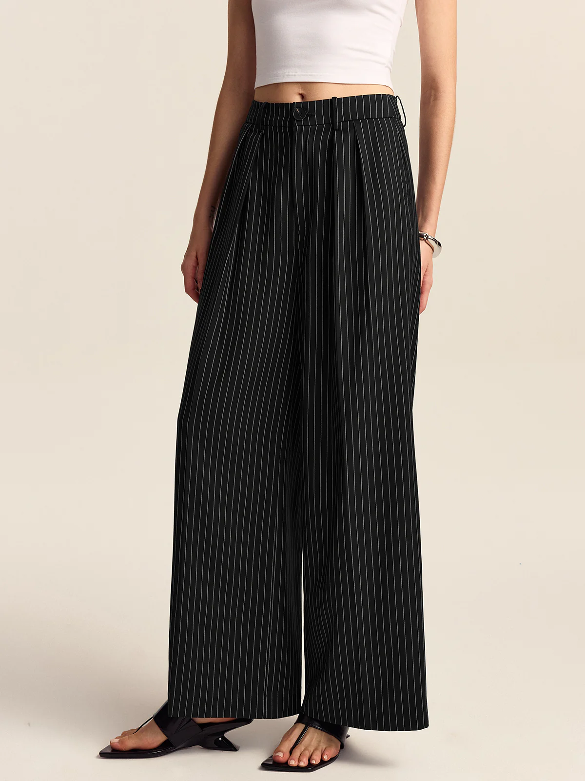 Striped Wide-Leg Pants - Wholesalesil
