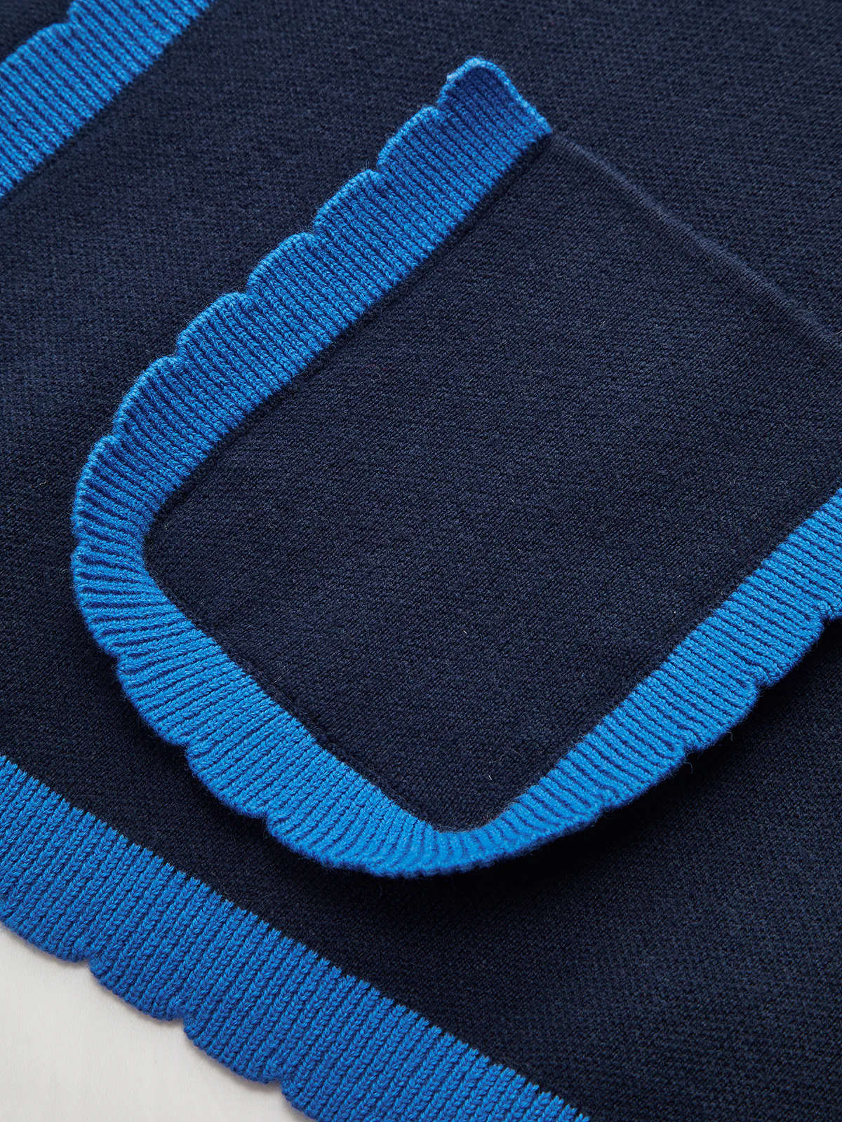 Contrast Trim Scallop Collar Cardigan - Wholesalesil