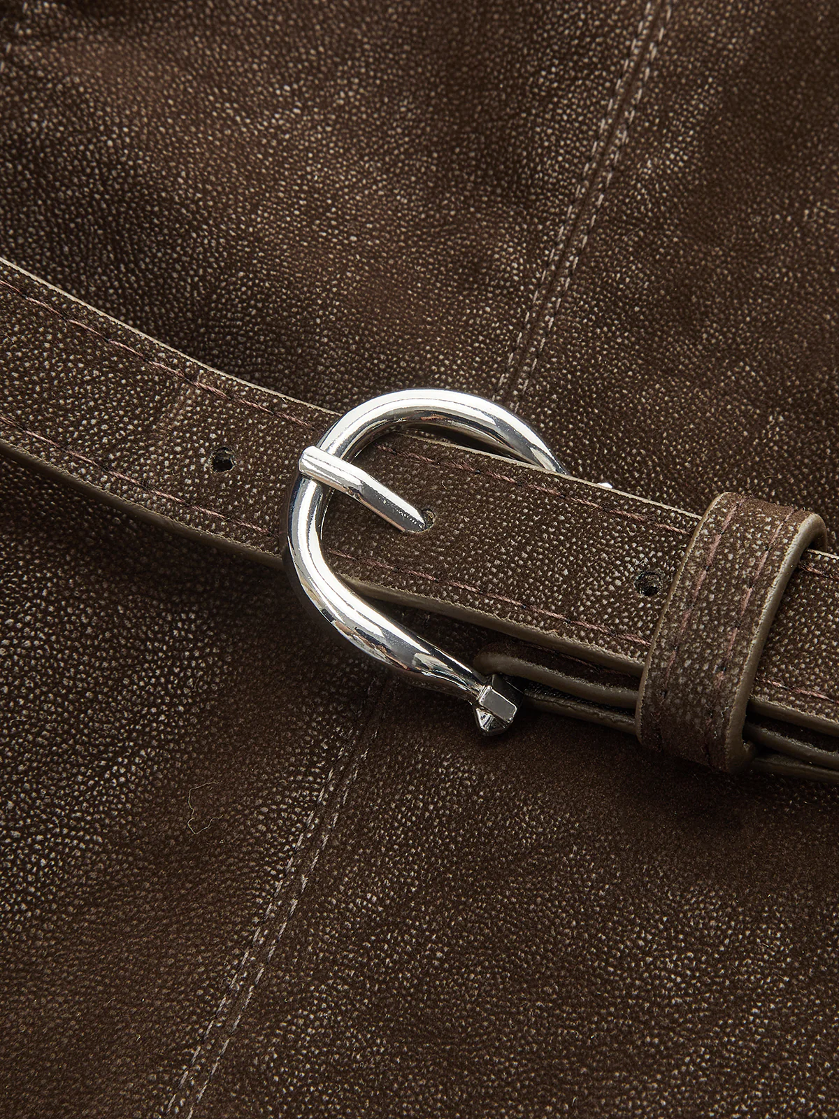 Belted Distressed Faux Leather Vest - Wholesalesil