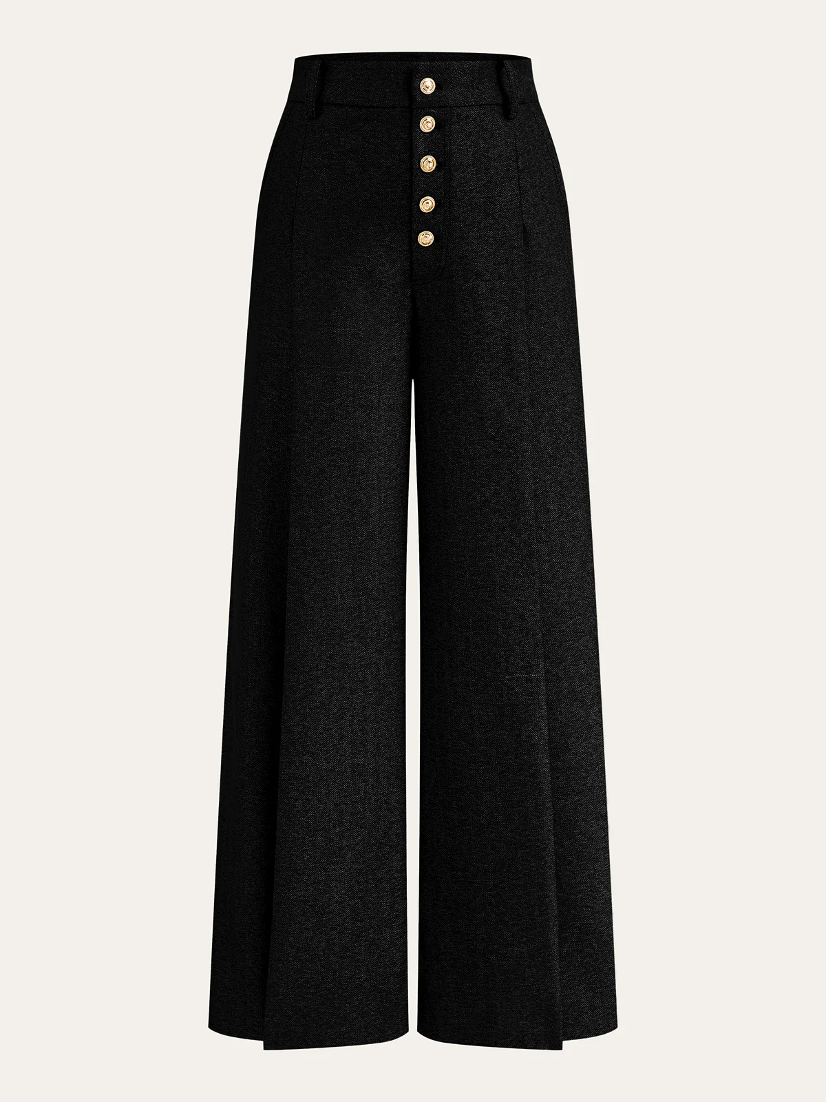 High-Waisted Button-Front Wide-Leg Pants - Wholesalesil