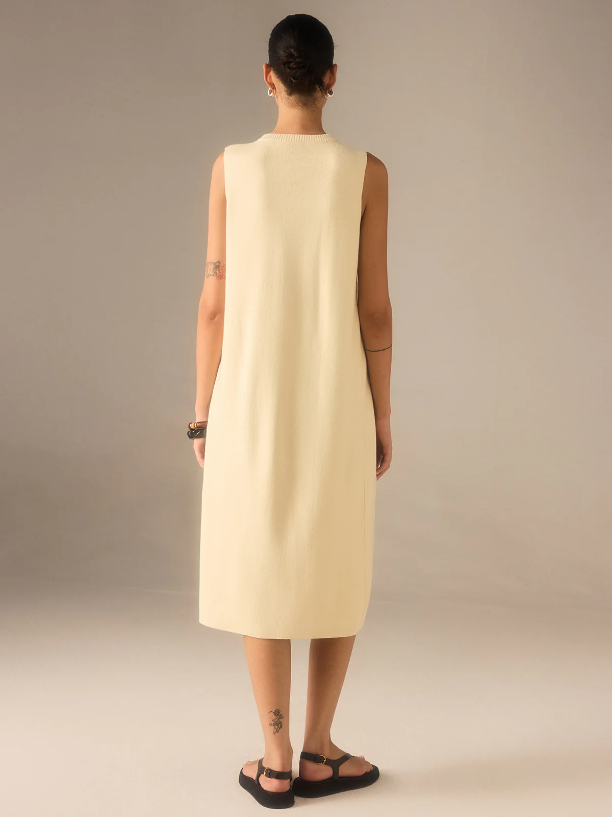 Sleeveless Knit Midi Top with Metal Button Front - Wholesalesil