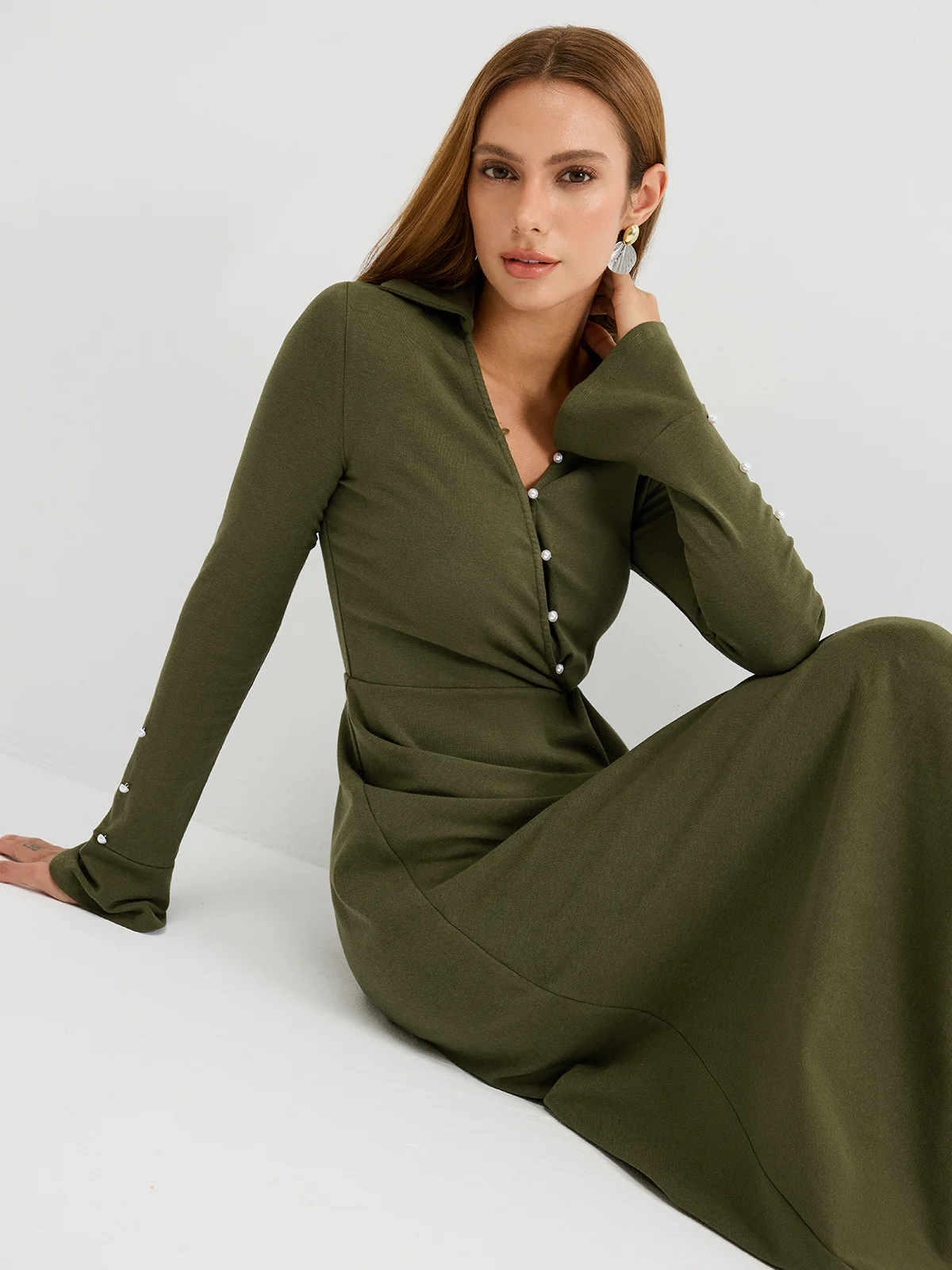 Asymmetrical Twist Knit Maxi Dress - Wholesalesil