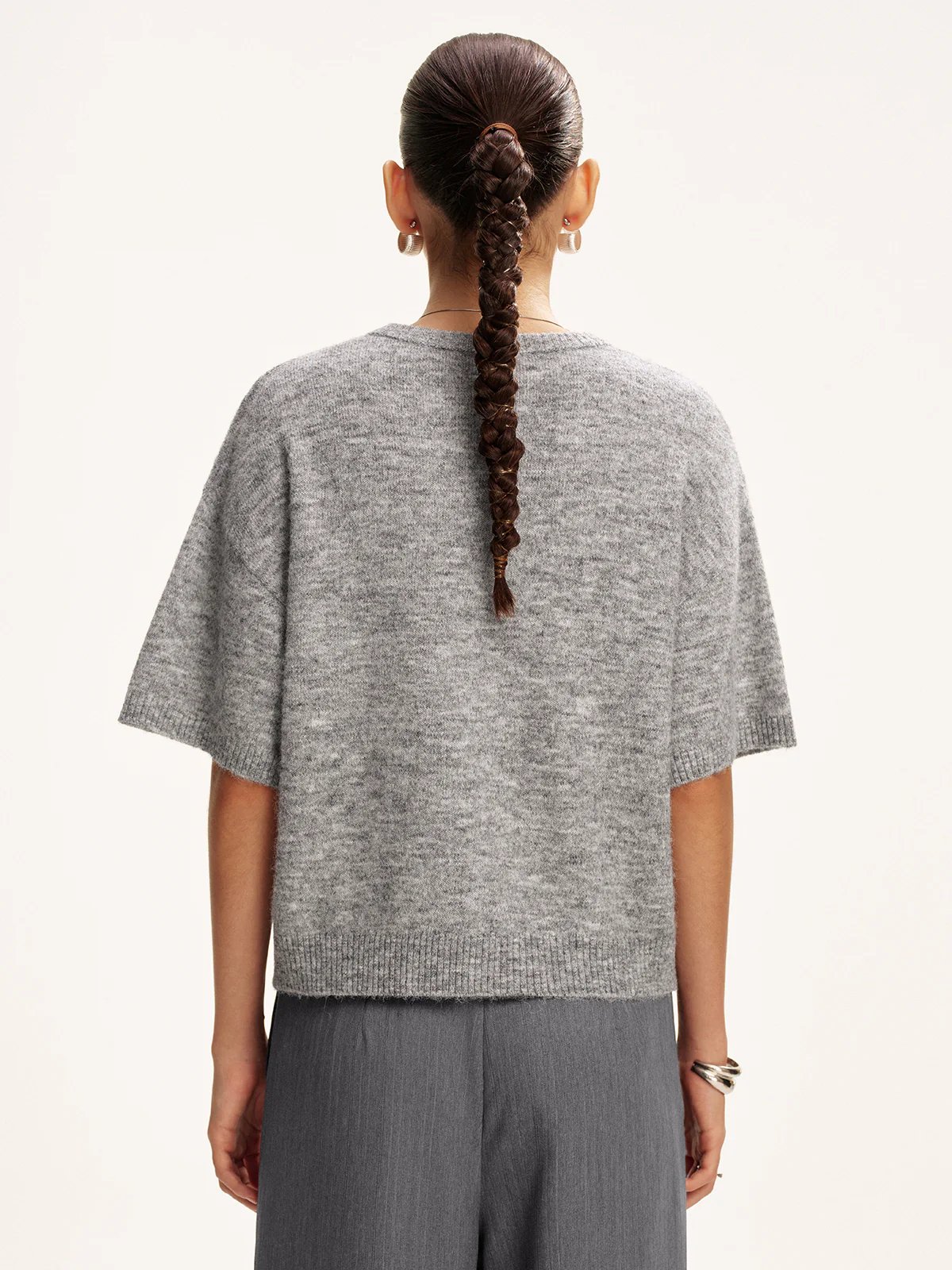 Wool-Blend Short Sleeve Sweater - Wholesalesil