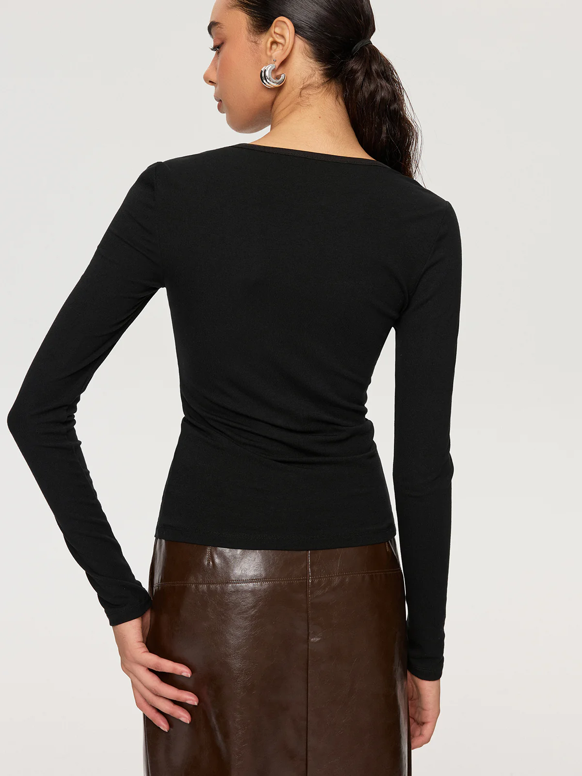 Sheer Panel Long Sleeve T-Shirt - Wholesalesil