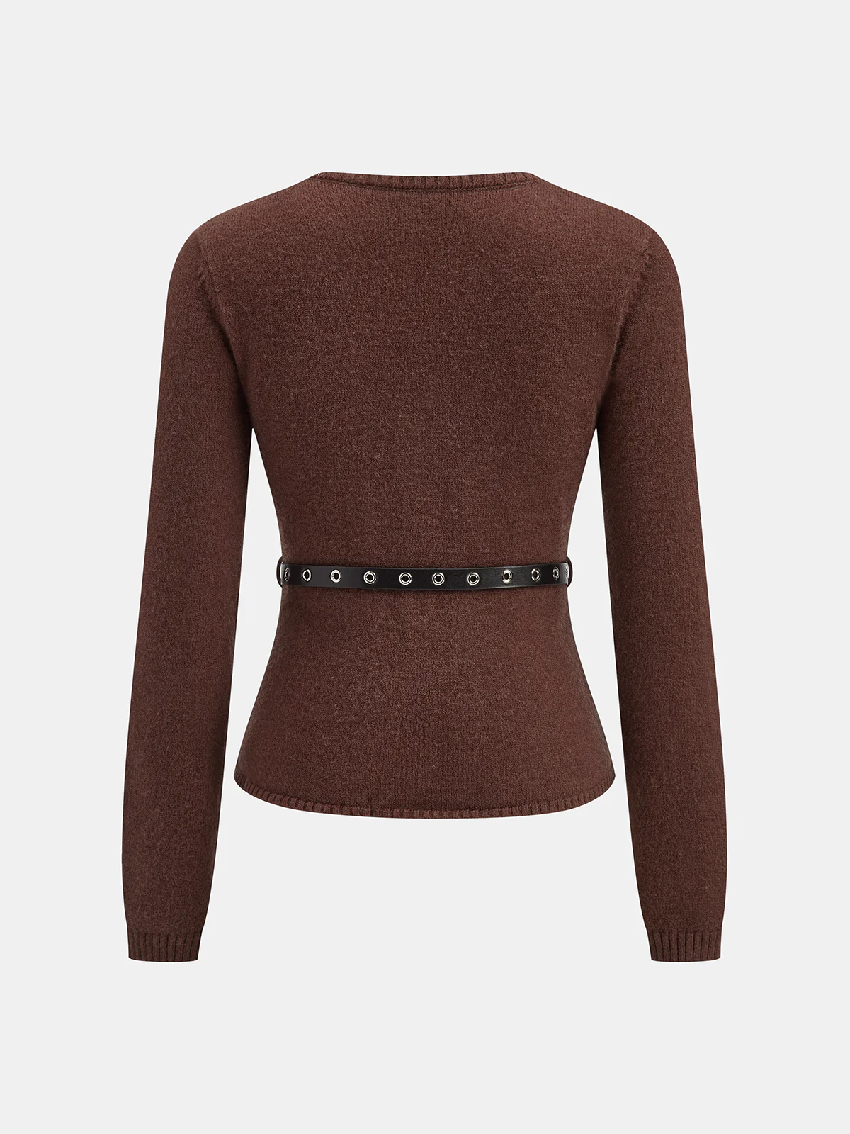 Belted V-Neck Knit Cardigan - Wholesalesil