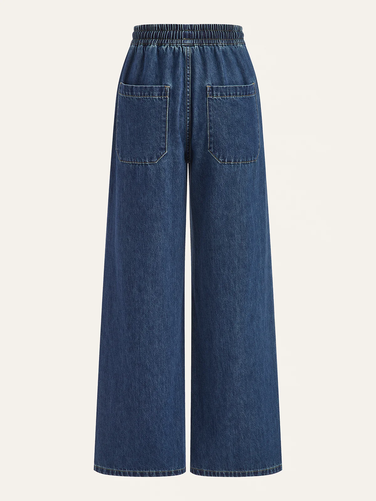 Denim Drawstring Waist Wide-Leg Pants - Wholesalesil
