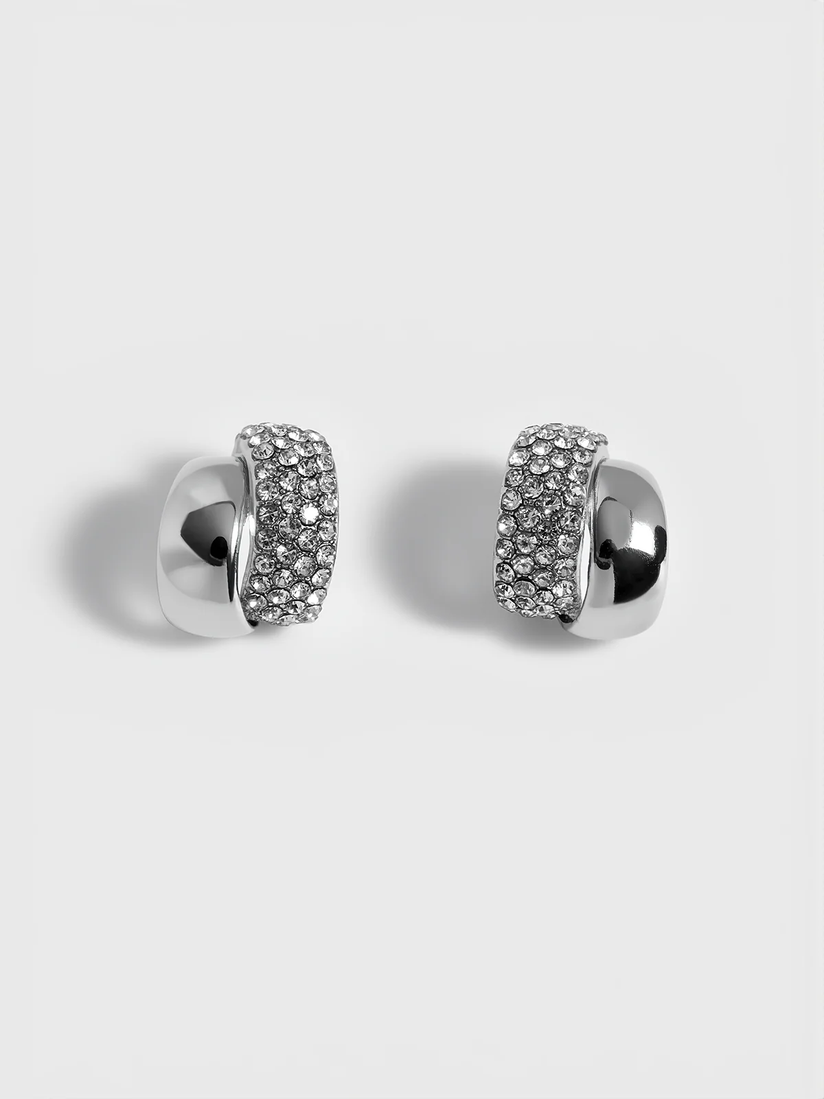 Pave Crystal Stud Earrings - Wholesalesil