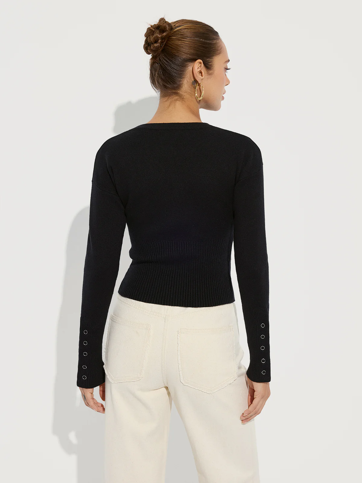 Cinched Waist Crew Neck Knit Cardigan - Wholesalesil